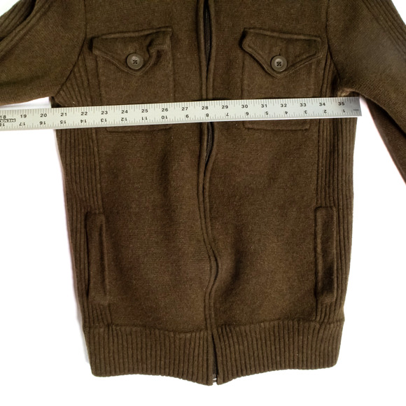 Massif Green Sweater Cardigan Full Zip Up Wool Men's Size S/34 - Picture 9 of 13